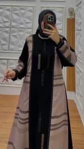 Gamis Abaya shamira JetBlack Mix Aswan Premium ~Abaya Viral Abaya Premium mewah