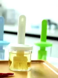 Set Kuas Minyak Oles dengan Botol Penyimpanan Minyak Kuas Gagang Plastik