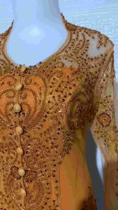 set kebaya pesta kebaya kerah sunda gold + rok lilit