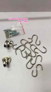 Thanh inox 304 móc lùa đa năng / thanh treo rèm cửa / thanh treo xoong nồi inox 304.