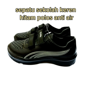 Sepatu Anak Sekolah Hitam Polos Bahan Karet