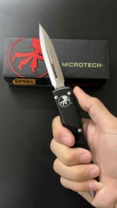 มีสปิงตรง Microtech วัสดุใบมีดทำจากเหล็ก D2 แท้ มีดพก ขนาด 22 CM มีปลอกผลไม้ มีดทำครัว ใช้งานอเนกประสงค์ ออกแคมป์ปิ้ง สันนหนาและกิจกรรมต่างๆ