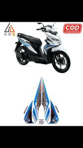Striping Stiker Lis Les Body Motor Honda Beat eSP 2016 Putih Full Set Motif Standar