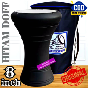 Darbuka Kayu Gendang 8 inch Hitam Dof Rolling Putih