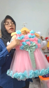 Baju Pesta Anak Perempuan White 0 Sampai 7 Tahun Gamis Gaun Bahan Tille Halus