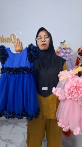 Baju Pesta Anak Perempuan Baby LPJT Pink 0 Sampai 7 Tahun Gamis Gaun Bahan Tille Halus