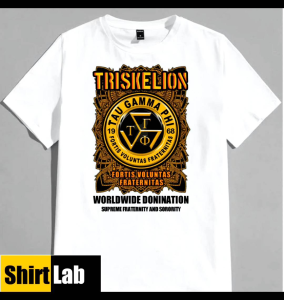 Triskelion Fratshirt Sublimation Tshirt Orange Sunset Design Tau Gamma Phi FS