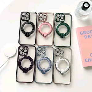 Magsefe Case Magnetik Kick Stand 360 Ring Silicone SoftCase For A53 - A13 4G - A52 - A52s 5G - A32 4G CLEAR dengan Pelindung Kamera dan Lensa Kaca Casing Bumper