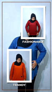 Kaos oval polos lengan panjang wanita Baju wanita seragam senam