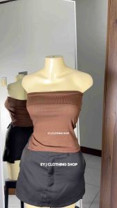 BUY 1 + GET 2 FREE (3PCS) Kimry Tube Side Slit Classic Basic Crop Top Womenswear Lady Comfort Simple Fabric Sleeveless Knitted