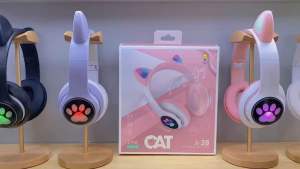Headphone Bluetooth Kucing LED Wireless Light Kuping Rechargeable