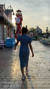 LN เดรสกระโปรงยีนส์ตัวยาว ผูกโบว์หน้า กระดุมหน้า S-5XL