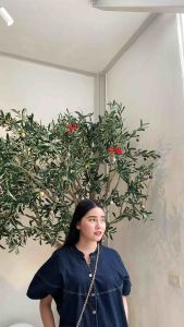 LN เดรสกระโปรงยีนส์กระดุมหน้ามาพร้อมกระเป๋าสะพายข้างสายมุก