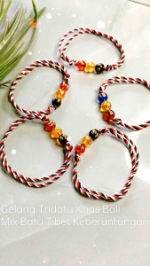 (COD)Gelang Tridatu Asli Bali+Batu Giok Tibet Aura Keberuntungan
