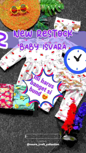 New Born - 18 Bulan Setelan Panjang Baby Perempuan ISVARA Free Headband By Mybee Oneset Baju Bayi Cewek Murah