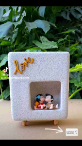 กระถางพร้อมตุ๊กตาคู่รัก กระถางอิฐมวลเบา กระถางต้นไม้น้ำหนักเบา