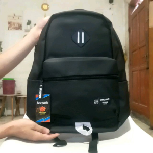 Tas Ransel Premium Hitam Tas Ransel Pria Wanita Sekolah Kuliah Kerja Outdoor