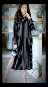 Long Tunik Wanita Korean Style Jumbo Size L dan XL Salur Alice