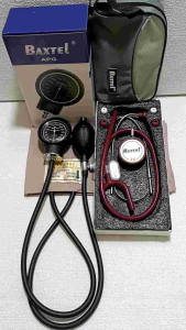 Baxtel APG Black Aneroid Sphygmomanometer With Burgundy Deluxe Stethoscope