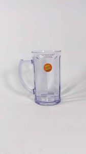 861 (6 pcs) - Gelas Gagang Relief Plastik Bening Golden Dragon 375 ml