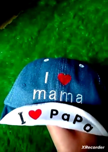 CAE - Topi Bisbol Anak 0-2 Tahun Laki Perempuan I Love Mama Papa Denim Baseball Hat Import