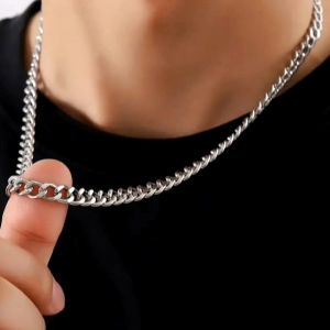 Kalung rantai Titanium pria hadiah perhiasan baja tahan karat untuk kekasih. Aksesoris Elegan