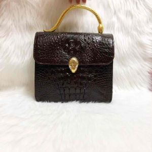 Túi xách da cá sấu thật màu nâu phụ kiện cao cấp VIP1 kích thước ngang 22cm- cao 21cm- rộng 7.5cm