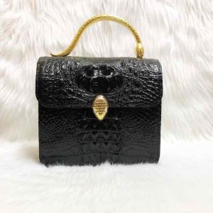 Túi xách da cá sấu thật màu đen phụ kiện cao cấp VIP1 kích thước ngang 22cm- cao 21cm- rộng 7.5cm