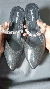 sandal selop jelly glitter tali mutiara L633 sandal wanita terbaru