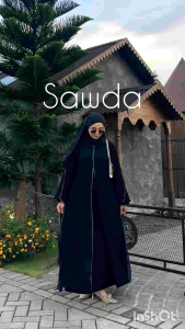 abaya plus rompi sawda sifon jetblack alkhatib collection