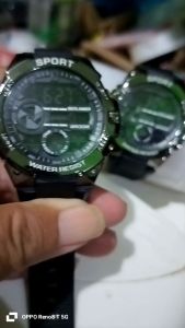 jam tangan Digital fashion casual sporty business pria tali rubber dual Times wateresist alarm stopwatch kalender lampu LED