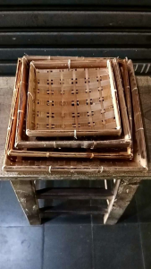 piring bambu kotak - piring lalapan bambu - piring anyaman - nampan bambu - piring bambu isi 5