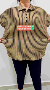 Women Shirt Collar Blouse Stretchable Design Plain Plus Size Good Quality