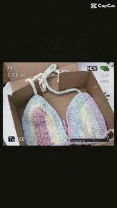 Áo Bikini Len Nhung Cầu Vòng Handmade