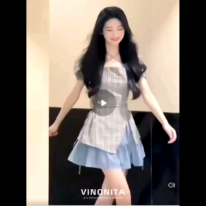 Slimming plaid dress for women summer preppy style patchwork design waist-cinching flattering short skirt faux