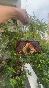 Túi 2hand xách tay rất mini dạng cốp của Nhật lông công và .chim.trĩ độc lạ -T202