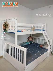 Giường Tầng K.Bed Gỗ Tư Nhiên - Tầng Dưới Rộng 1m4 - Tầng Trên Rộng 1m (Có Thể Tách Thành 2 Giường Đơn)