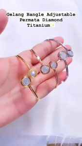 RinaXp- Gelang Magnet  Gelang Bangle Titanium Ujung Bulat Mata Tanam Zirkonia Gelang Anti Karat