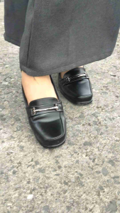 D&F A03 | Sepatu Pantofel Wanita Sepatu Loaferd Hak 3 cm Hitam