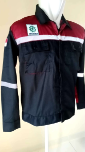 Hitam Merah Marun Baju Wearpack Pria Safety K3 Seragam Kerja Proyek Lapangan Tambang Bengkel Las Atasan Lengan Panjang Bahan American Drill Grade A