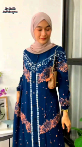 gamis twill terbaru 2024 - motif gendhis - saku kanan - rempel tumpuk - proses cap malaman