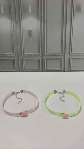 Iridessa Rose Flower Satin Choker Necklace Green Pink Inspired by Wicked Ariana Glinda and Elphaba Kalung Pita Bunga Mawar Hijau Pink Handmade Fashion