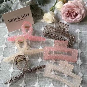 [Singapore] 13cm Large Grid Jelly Hair Claw Clip Korean Style Hairpin Girl’s Hair Accessories