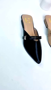 Sandal Wanita Terbaru 2025 Mules Kekinian Elegan Terbaru Double Suade Aksesoris Permata Hak 3cm