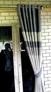 Gorden Blackout Import Tebal Motif Garis Jendela & Pintu Ruang Tamu Tinggi 250cm