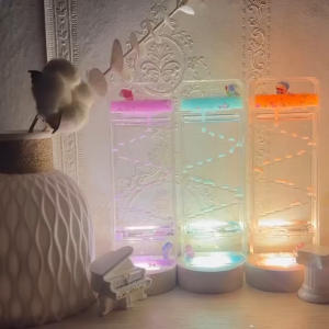 Đồng hồ cát giọt nước acrylic charm hoạt hình dễ thương sáng tạo sắc màu hồ cá mini nước chảy bậc thang decor bàn học trang trí phòng