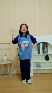 stelan anak perempuan labubu onseat combat size 3-12 tahun by fanny.store | stelan celana anak perempuan kombed labubu