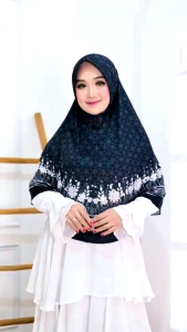 Hijab bergo pet Jersey printing motif hitam XL