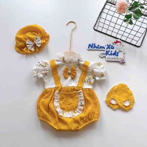 (3-12kg) Body Túi Vàng NHÍM XÙ KIDS Cho Bé Gái Sơ Sinh Đầy Tháng Thôi Nôi A471