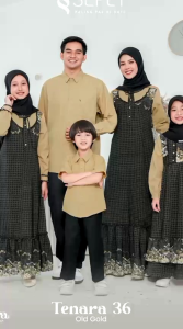 Seply Sarimbit Tenara Old Gold Set Pakaian Keluarga